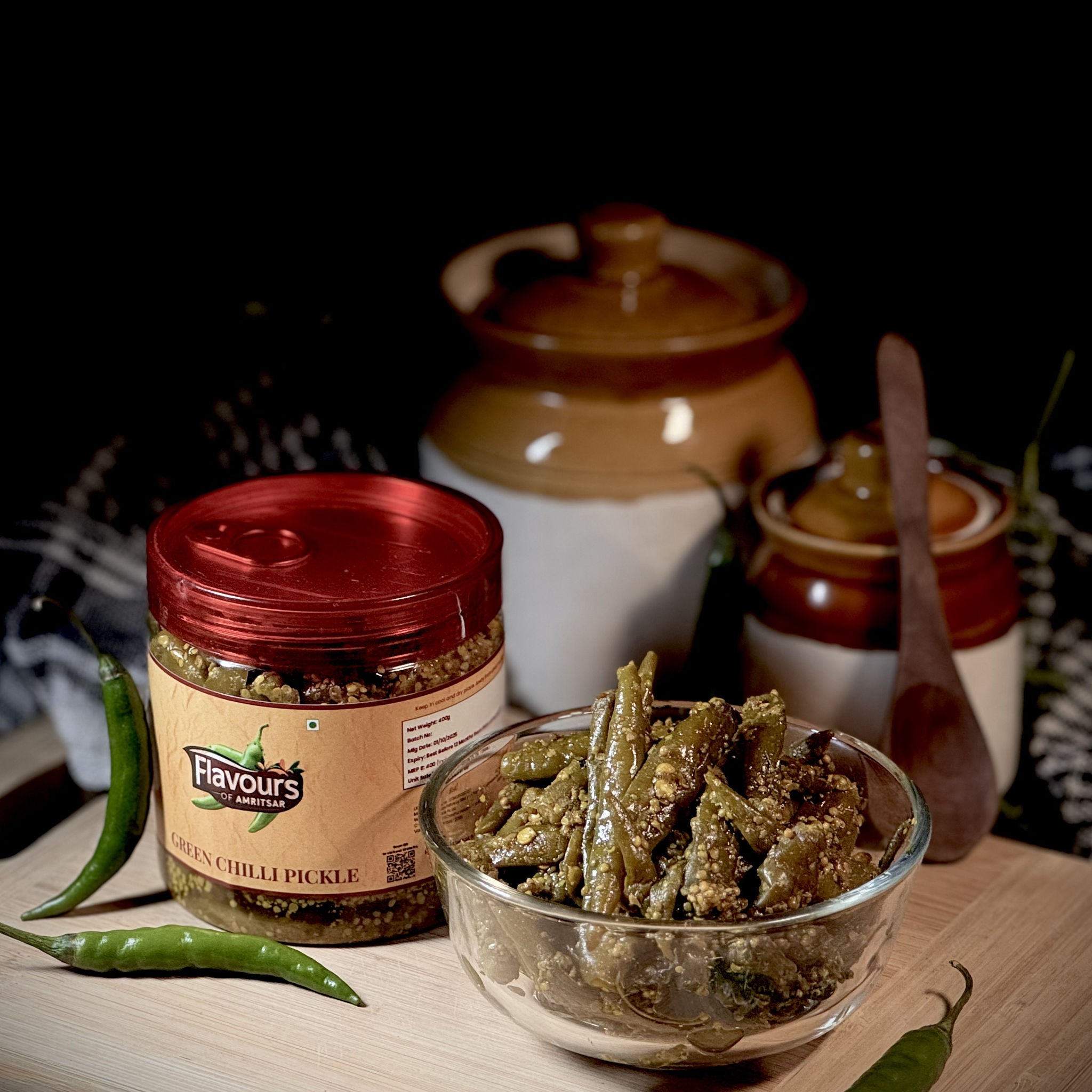 Flavours of Amritsar - Amritsari Hari Mirch ka Achaar - Hot and Tangy Green Chilli Pickle 